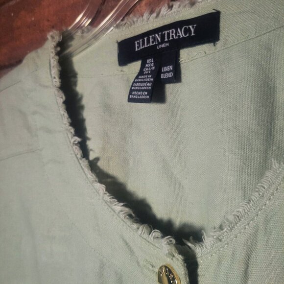 NWT!! Ellen Tracy Linen Blend Women's Pale Sage Lightweight - Picture 4 of 14
